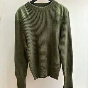 Mitt’s Nitts VTG 90s army green military surplus wool sweater Made in USA